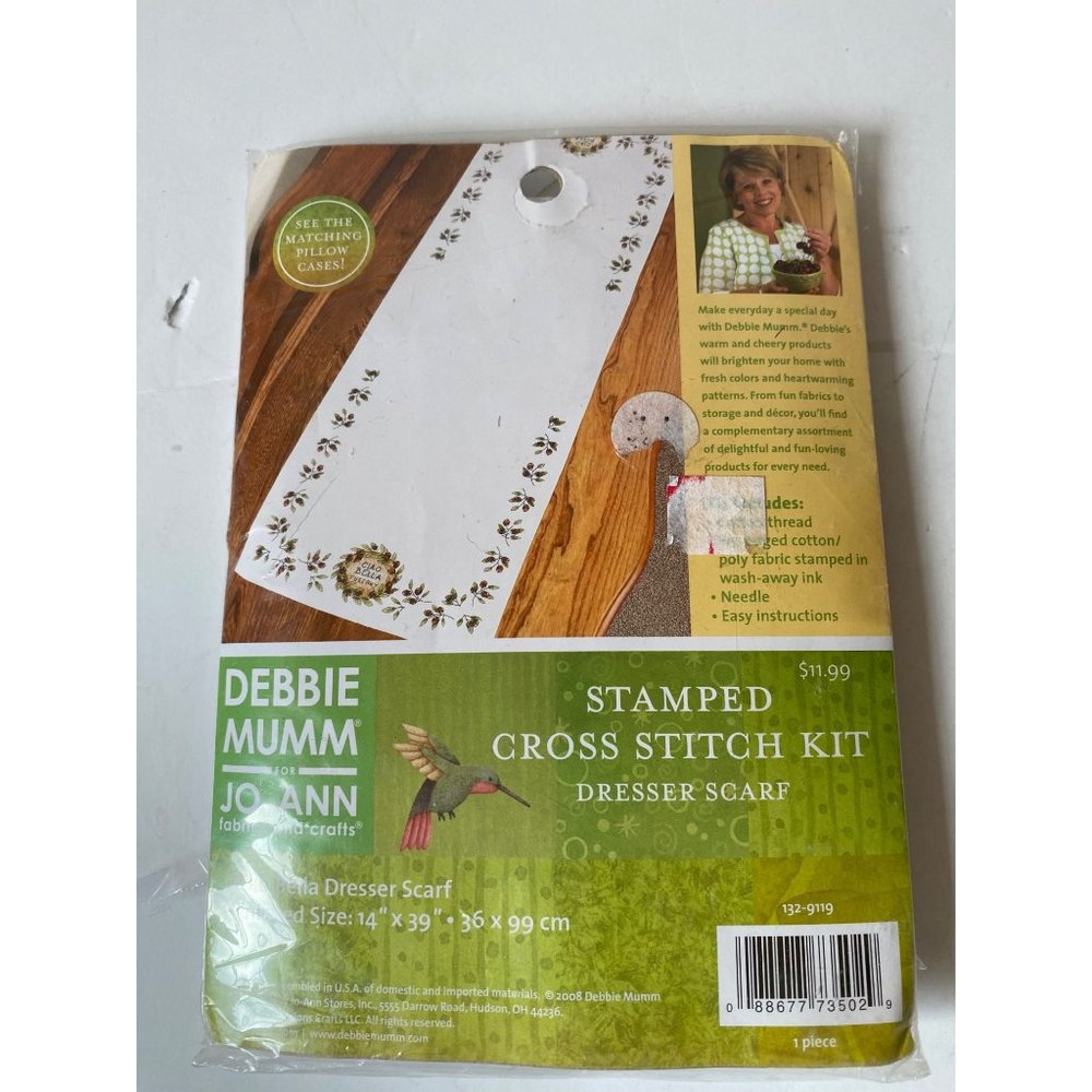 Debbie Mumm cross stitch kit dresser scarf‎ Ciao Bella 14"x 39" 2008